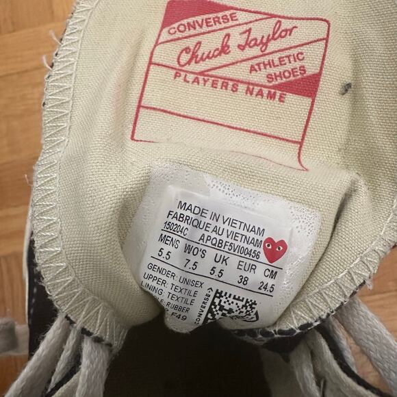 Converse CDG Play Chuck Taylor High Top Sneaker Size 7.5 Womens - Picture 8 of 10